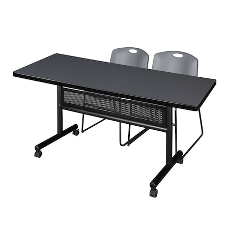 Kobe Rectangle FlipTop Table, 72" W, 29" H, Laminate Top, Gray MKFTM7230GY44GY